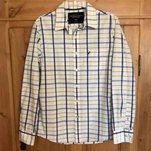 AMERICAN EAGLE OUTFITTERS MEN’S VINTAGE FIT LONG SLEEVE PLAID SHIRT